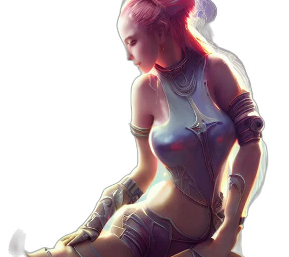 robot, dress, sword, staff transparent PNG cut-out