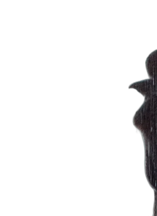 hat, mask, hair, face, photorealistic, 3d render, dark, monochrome transparent PNG cut-out