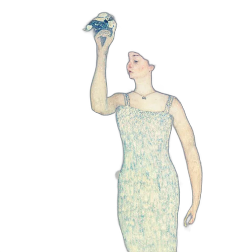 dress, staff, hat, jewelry transparent PNG cut-out
