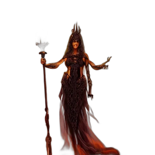 staff, dress, concept art, fantasy art, pixel art, comic book art, dark, golden transparent PNG cut-out