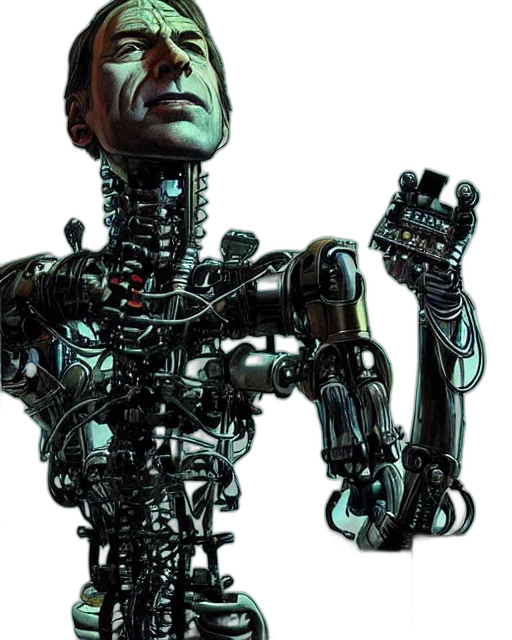 robot, cyberpunk, concept art, 3d render, comic book art, portrait, saul, goodman transparent PNG cut-out