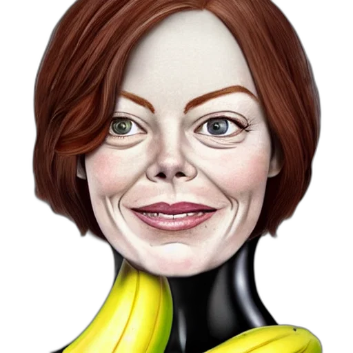 face, cartoon, photorealistic, comic book art, concept art, banana, woman, has transparent PNG cut-out
