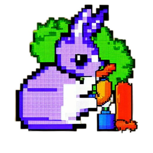 robot, dragon, staff, animal, pixel art, vaporwave, concept art, cartoon transparent PNG cut-out