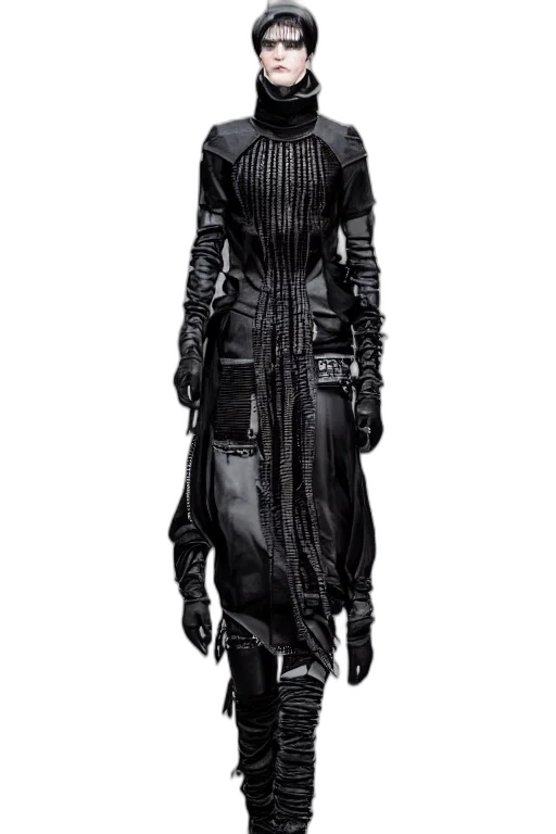 dress, jacket, staff, mask, concept art, cyberpunk, comic book art, dark transparent PNG cut-out