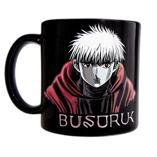 anime, cyberpunk, fantasy art, photorealistic, guts, berserk, mug transparent PNG cut-out