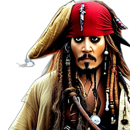 photorealistic, comic book art, concept art, cartoon, jack, sparrow, smoking, weed transparent PNG cut-out