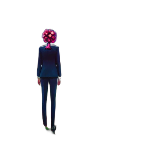 robot, jacket, creature, flower, concept art, 3d render, pixel art, vaporwave transparent PNG cut-out