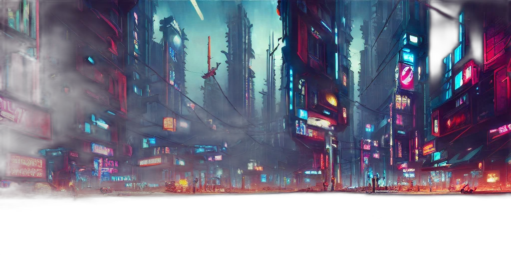 robot, car, building, cyberpunk transparent PNG cut-out