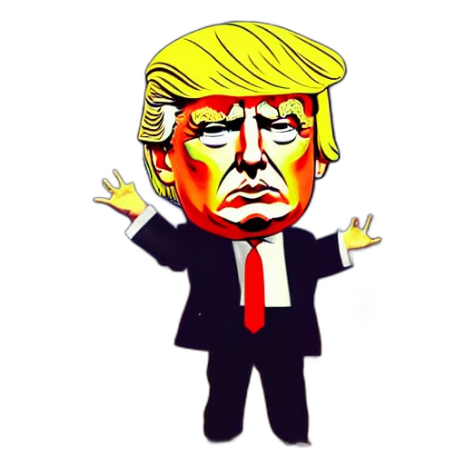 staff, cartoon, concept art, pixel art, comic book art, portrait, donald, trump transparent PNG cut-out