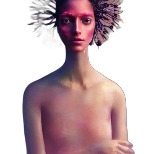hair, crown, mask, creature, photorealistic, concept art, fantasy art, 3d render transparent PNG cut-out