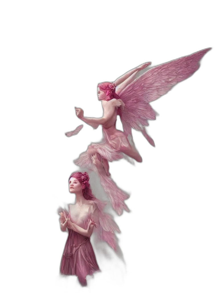 concept art, fantasy art, 3d render, photorealistic, pastel, one, pink, fairy transparent PNG cut-out