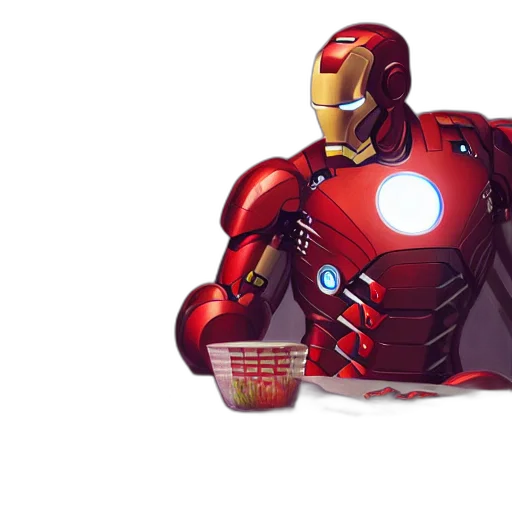 robot, comic book art, concept art, 3d render, pixel art, iron, man, sit transparent PNG cut-out