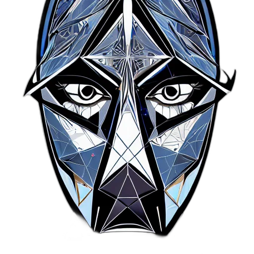 mask, face, crown, comic book art, fantasy art, cyberpunk, concept art, monochrome transparent PNG cut-out