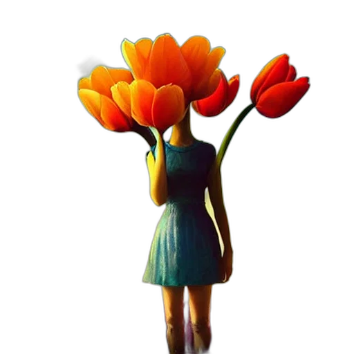 flower, dress, crown, staff transparent PNG cut-out