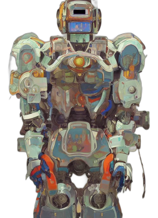 robot, weapon, face, mask, concept art, cyberpunk, watercolor, pixel art transparent PNG cut-out