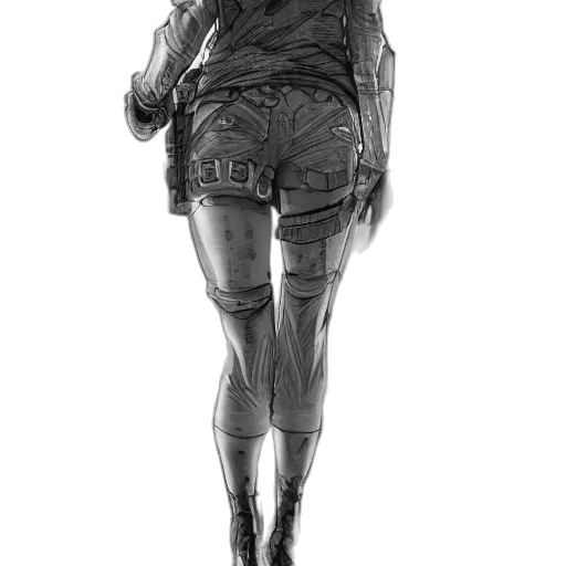 dress, robot, face, jacket, concept art, comic book art, cyberpunk, pencil sketch transparent PNG cut-out