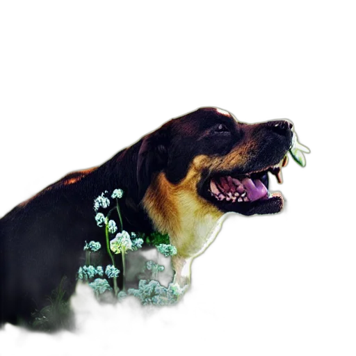 animal, creature, staff, flower, photorealistic, watercolor, concept art, 3d render transparent PNG cut-out