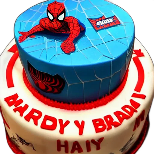 3d render, chinese, knockoff, spider, man, birthday, cake transparent PNG cut-out