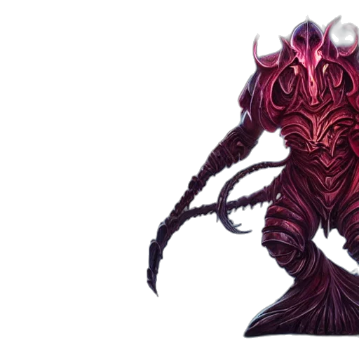 creature, weapon, concept art, fantasy art, pixel art, comic book art, dark, red transparent PNG cut-out