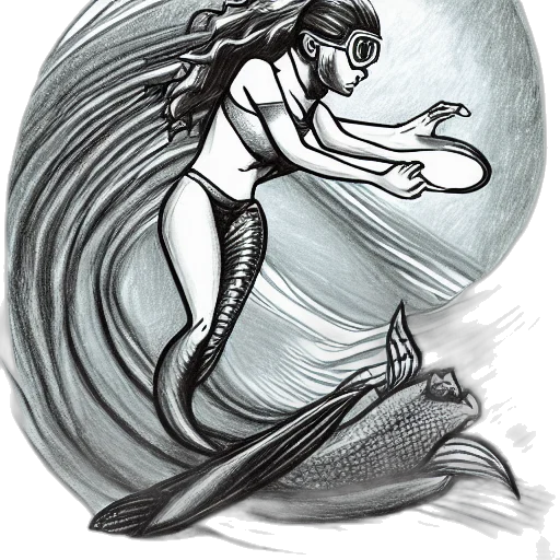 concept art, pencil sketch, comic book art, fantasy art, underwater, old, drawing, scuba transparent PNG cut-out