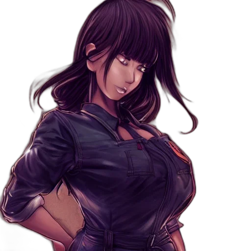 jacket, dress, staff, weapon, concept art, pixel art, cyberpunk, anime transparent PNG cut-out