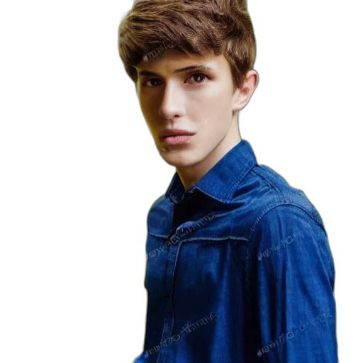 jacket, face, hair, photorealistic, cartoon, 3d render, watercolor, blue transparent PNG cut-out
