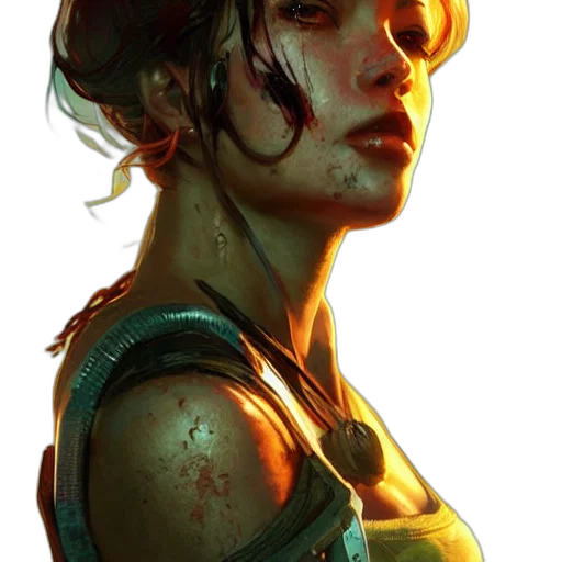 face, staff, concept art, cyberpunk transparent PNG cut-out