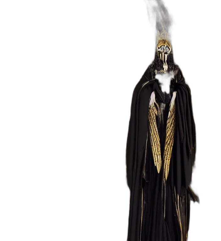 staff, dress, mask, jewelry, concept art, 3d render, fantasy art, photorealistic transparent PNG cut-out