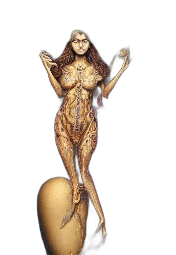 jewelry, dress, concept art, fantasy art, 3d render, comic book art, golden, perfectly transparent PNG cut-out
