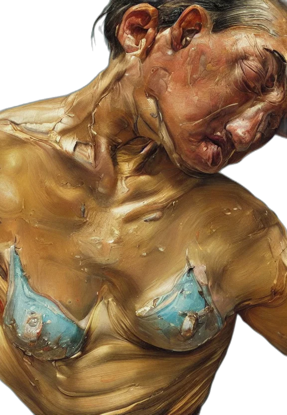 photorealistic, golden, high, quality, detail, painting, lucian, freud transparent PNG cut-out