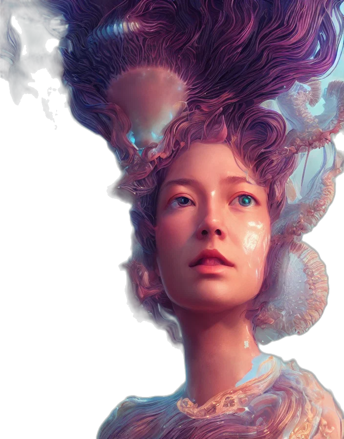 crown, face, hair, fantasy art transparent PNG cut-out