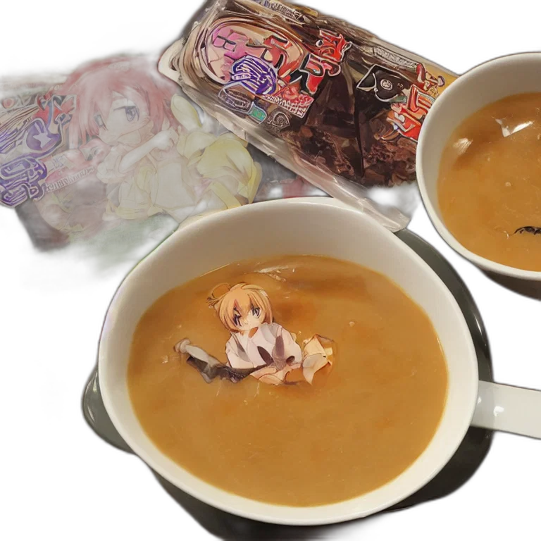food, weapon, photorealistic, 3d render, anime, golden, girl, flavored transparent PNG cut-out