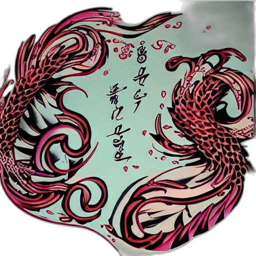 dragon, mask, fantasy art, concept art, anime, vaporwave, red, tattoo transparent PNG cut-out