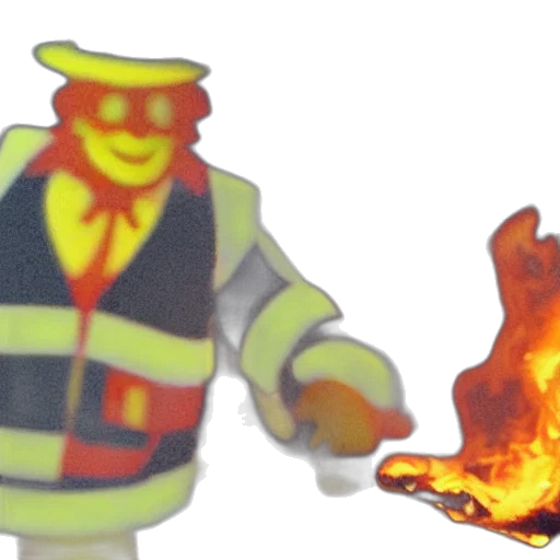 jacket, 3d render, concept art, fire, ronald, mcdonald, setting, house transparent PNG cut-out