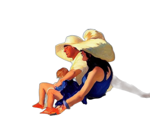 hat, oil painting, watercolor, photorealistic, concept art, beach, fire, colorful transparent PNG cut-out