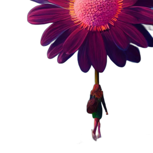 flower, umbrella, dress, 3d render transparent PNG cut-out