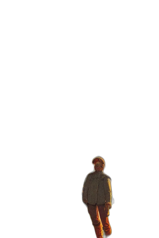 jacket, creature, mask, staff transparent PNG cut-out