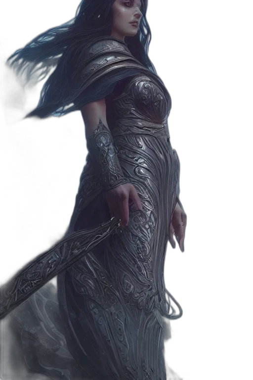 dress, dragon, sword, face, concept art, fantasy art, photorealistic, 3d render transparent PNG cut-out