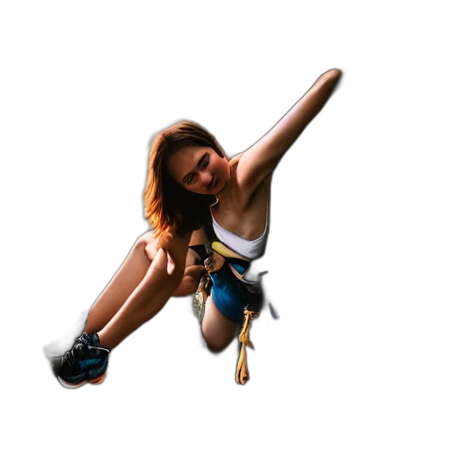 staff, pixel art, 3d render, photorealistic, beautiful, girl, climbing, mountain transparent PNG cut-out