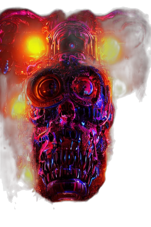 robot, mask, face, crown, 3d render, concept art, cyberpunk, photorealistic transparent PNG cut-out