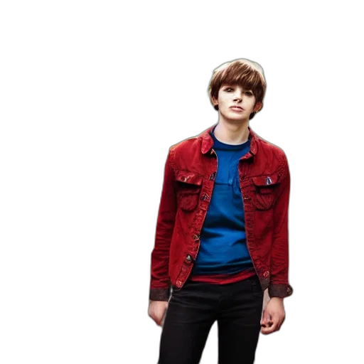 jacket, concept art, photorealistic, 3d render, cartoon, red, blue, walking transparent PNG cut-out