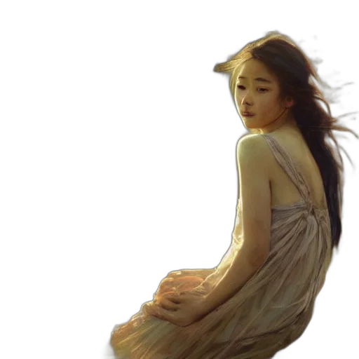 dress, hair, creature, face, oil painting, photorealistic, concept art, fantasy art transparent PNG cut-out