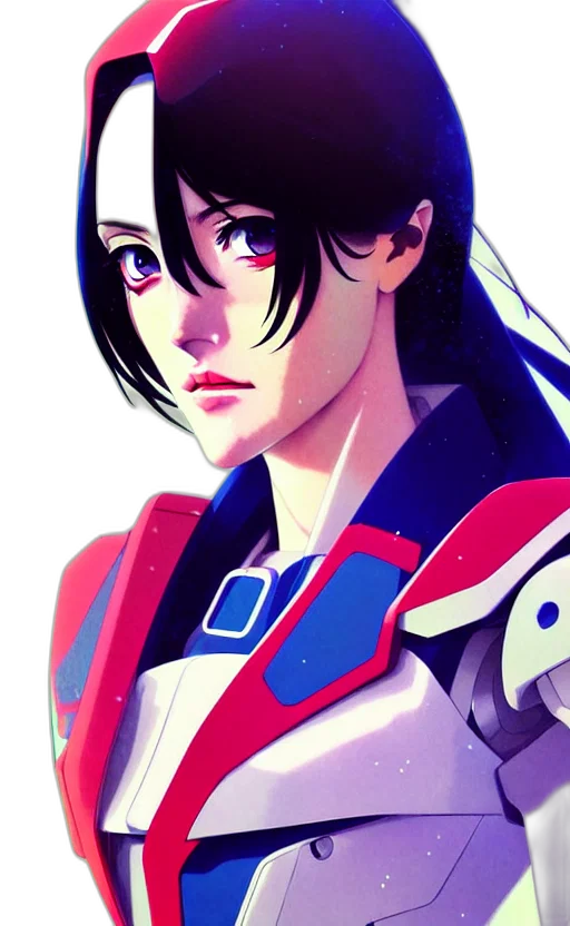 face, robot, jacket, weapon, anime, concept art, fantasy art, pixel art transparent PNG cut-out