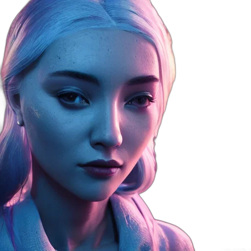 face, dragon, fantasy art, concept art, photorealistic, 3d render, neon lights, blue transparent PNG cut-out
