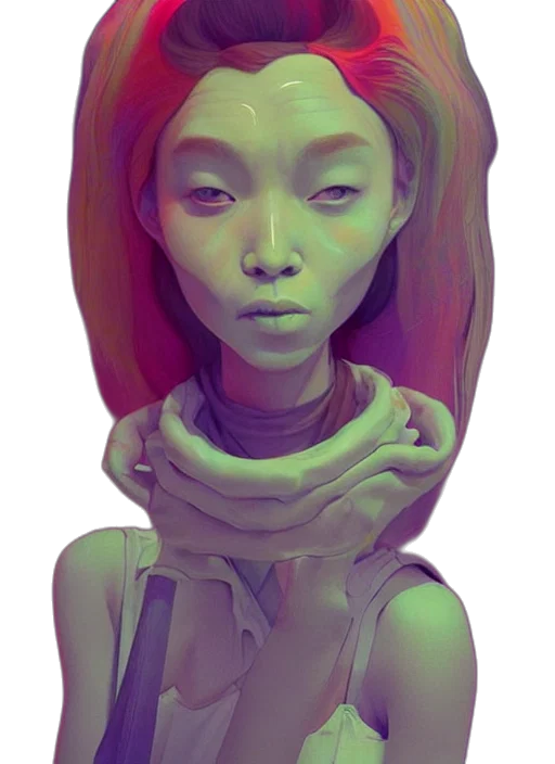 face, robot, mask, creature, concept art, fantasy art, 3d render, cyberpunk transparent PNG cut-out