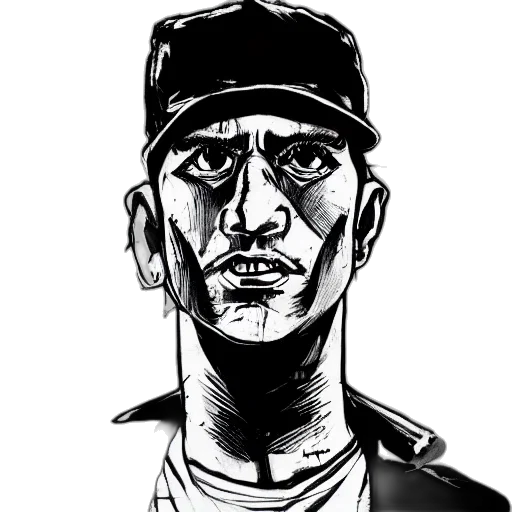 face, staff, hat, comic book art transparent PNG cut-out