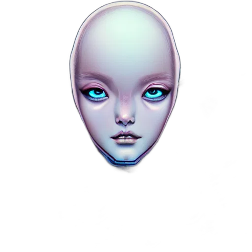 face, robot, mask, creature, concept art, vaporwave, comic book art, pixel art transparent PNG cut-out