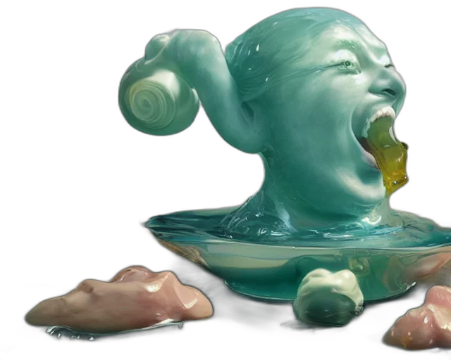 bottle, mask, face, creature, photorealistic, 3d render, concept art, vaporwave transparent PNG cut-out