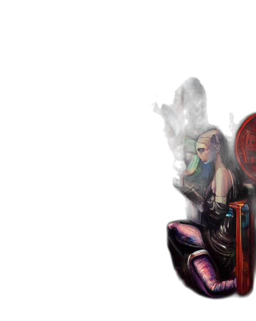 jacket, mask, weapon, robot, cyberpunk, concept art, comic book art, fantasy art transparent PNG cut-out