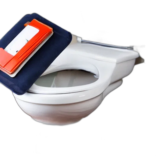 wallet, falling, above, toilet transparent PNG cut-out